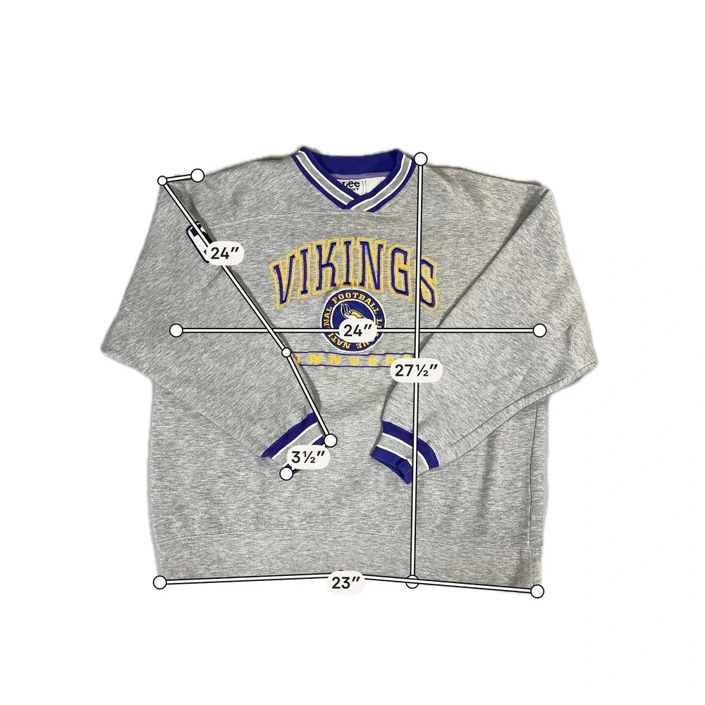 Vintage Minnesota Vikings Sweatshirt Mens XL Gray NFL Football Lee Sport‎ 90s